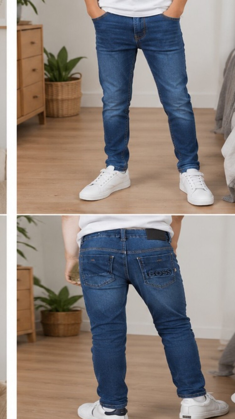 BOSS Kids Boys Skinny Fit Blue Jeans Size 12 XS Embroidered Logo Denim